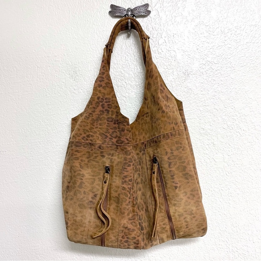 Sundance Solissa Leopard Hobo Suede Leather Bag